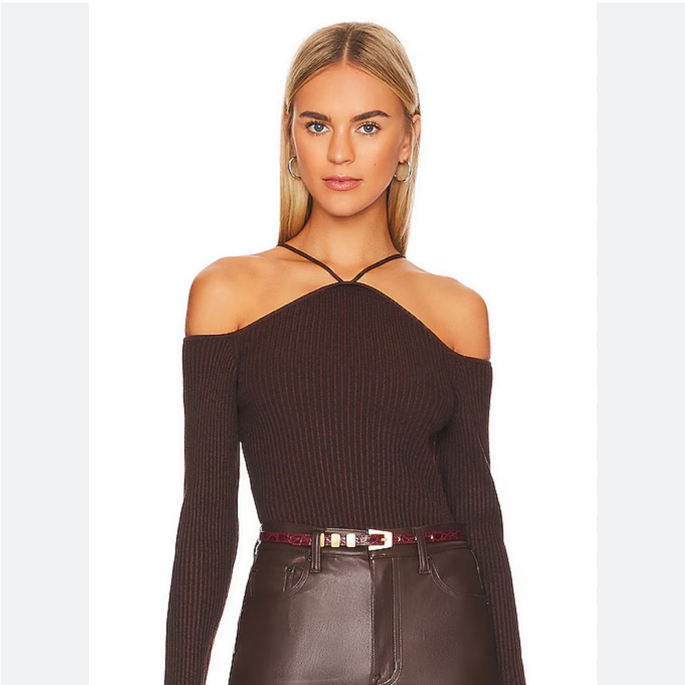 Megan Sweater in Brown Multi Line & Dot